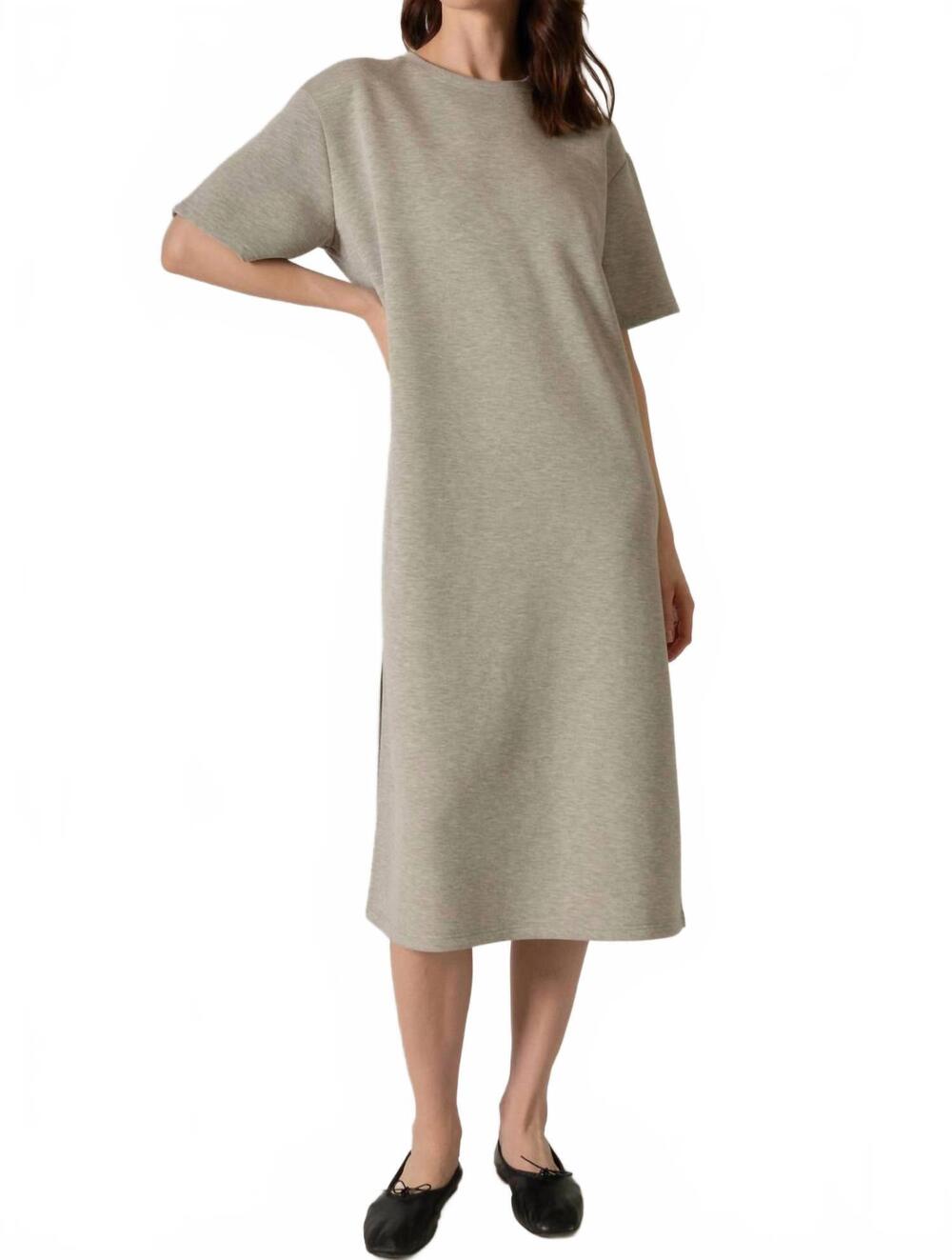 NEW P.CILL butter modal midi t-shirt dress in heather gray